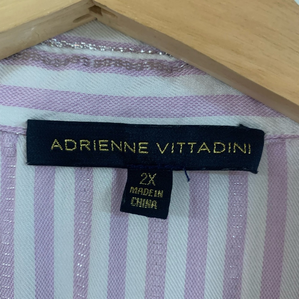 Adrienne Vittadini Lavender Striped Button Down Shirt - Picture 3 of 10